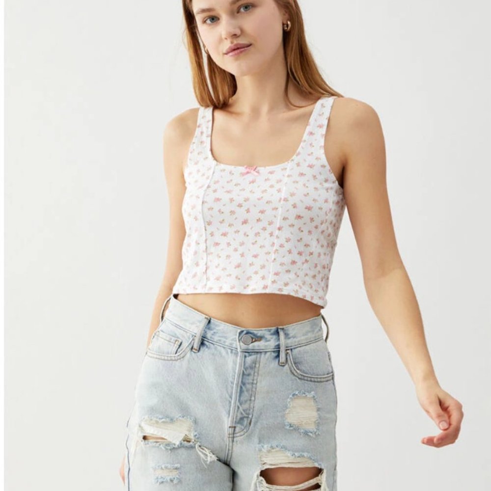 PACSUN cotton corset style tank top M NWT cottagecore
